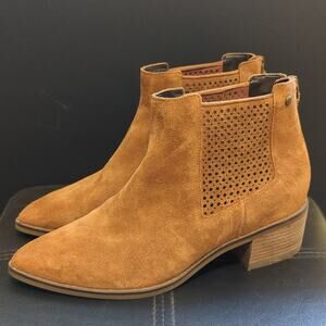 Cole Haan Grand Series Val Perforated Chestnut Suede Ankle Boots Booties NWOT